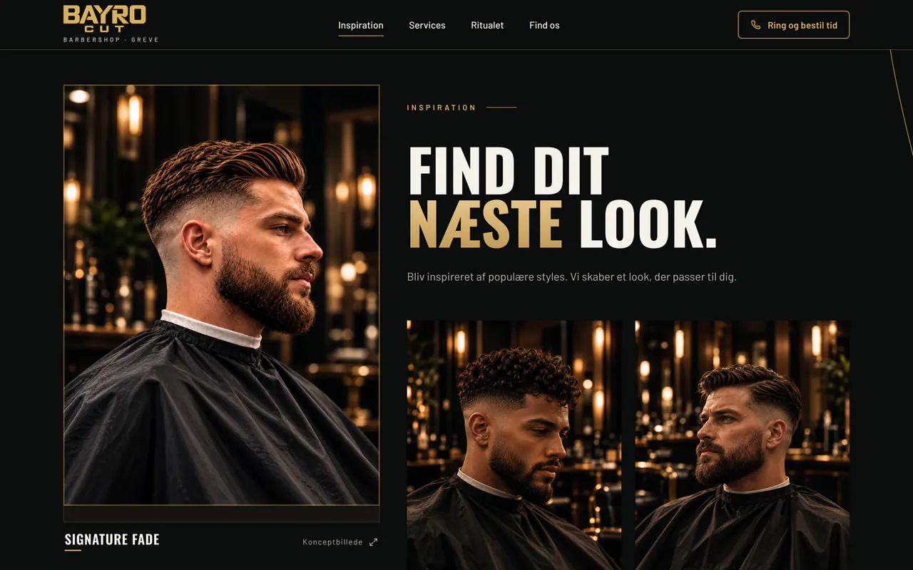 Bayro Cut: tela 3 do site no ar