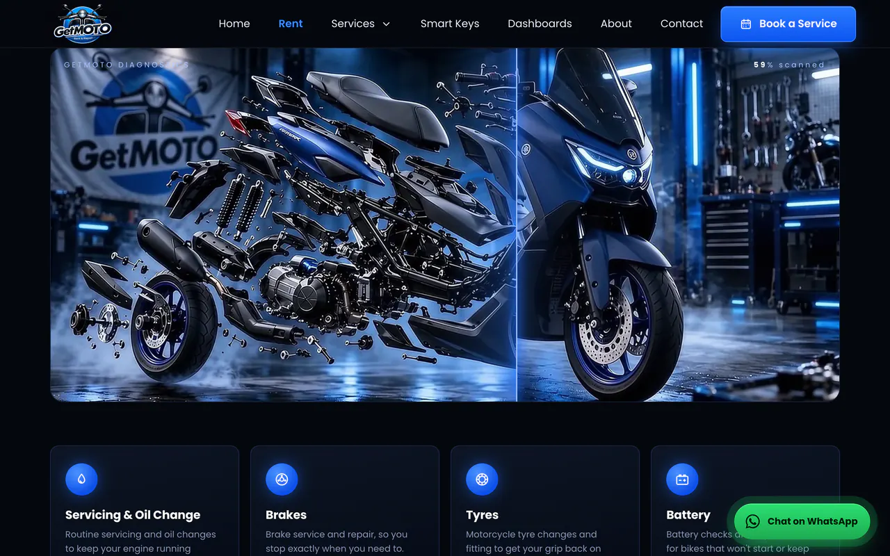 GetMOTO: tela 4 do site no ar