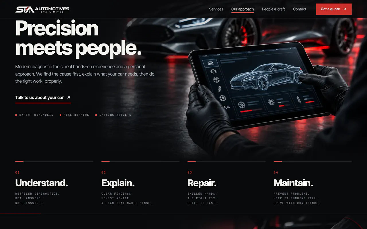 Automotives STA: tela 4 do site no ar