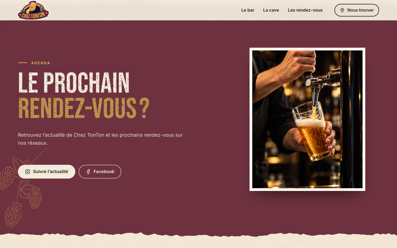 Chez TonTon: tela 4 do site no ar